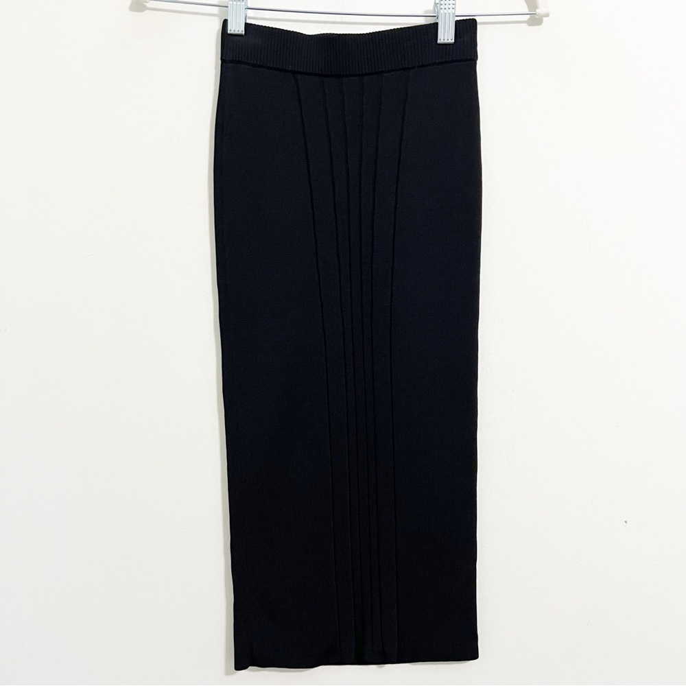 Good American Black Knit Midi Skirt
